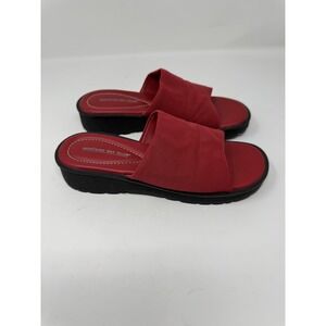 Montego Bay Club Shoes Womens Size 8.5 Red Slide Wedge Sandals Comfort Casual